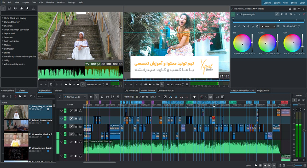 نرم افزار کی دن لایو (Kdenlive)